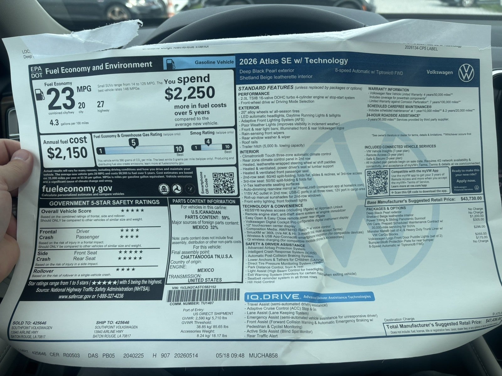 2026 Volkswagen Atlas 2.0T SE w/Technology