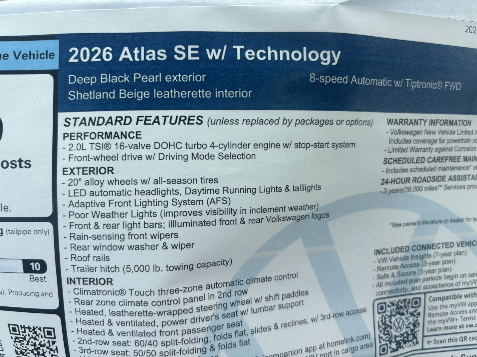 2026 Volkswagen Atlas 2.0T SE w/Technology