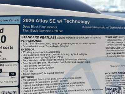 2026 Volkswagen Atlas 2.0T SE w/Technology