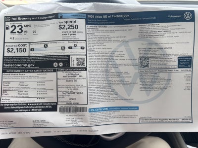 2026 Volkswagen Atlas 2.0T SE w/Technology