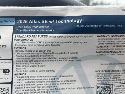 2026 Volkswagen Atlas 2.0T SE w/Technology