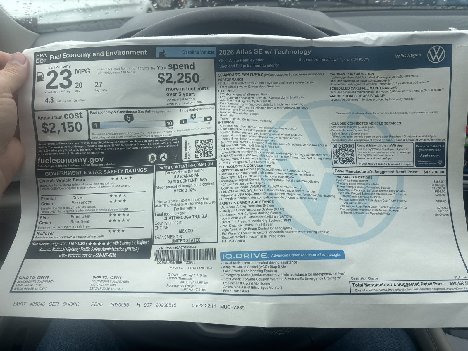 2026 Volkswagen Atlas 2.0T SE w/Technology