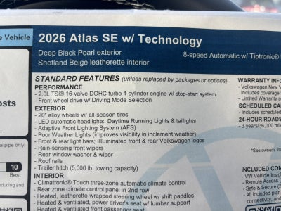 2026 Volkswagen Atlas 2.0T SE w/Technology
