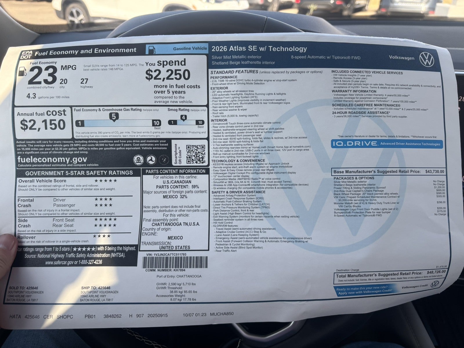 2026 Volkswagen Atlas 2.0T SE w/Technology