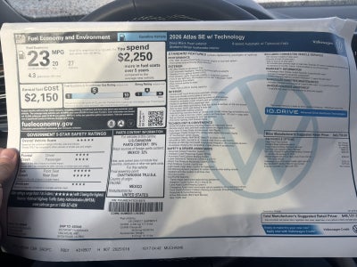 2026 Volkswagen Atlas 2.0T SE w/Technology