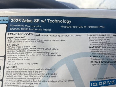 2026 Volkswagen Atlas 2.0T SE w/Technology