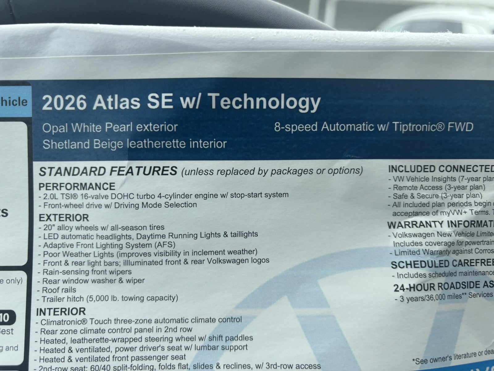 2026 Volkswagen Atlas 2.0T SE w/Technology