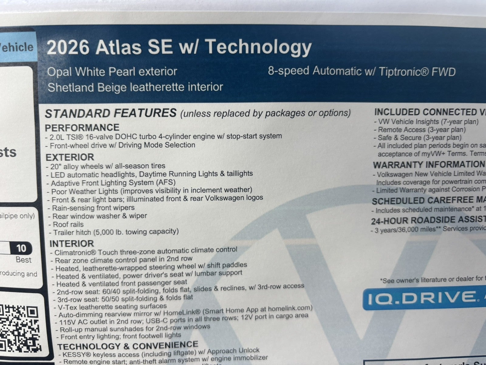 2026 Volkswagen Atlas 2.0T SE w/Technology