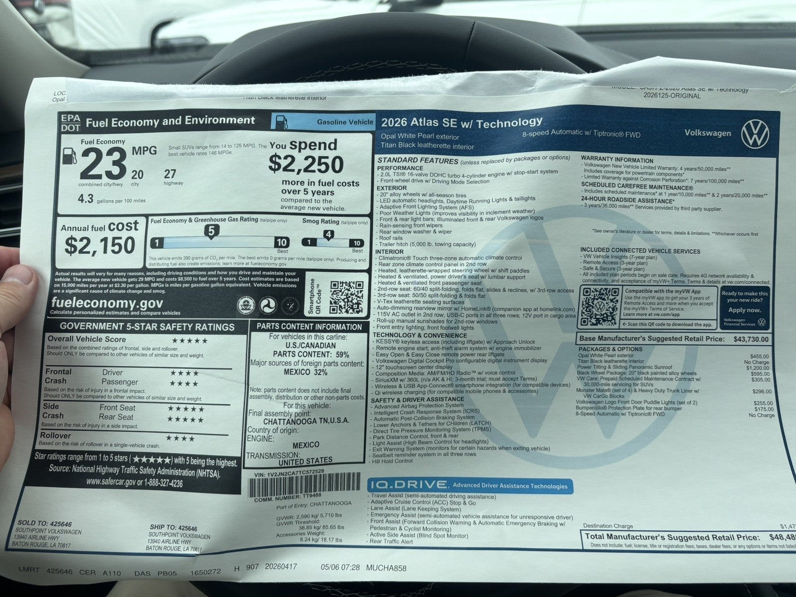 2026 Volkswagen Atlas 2.0T SE w/Technology