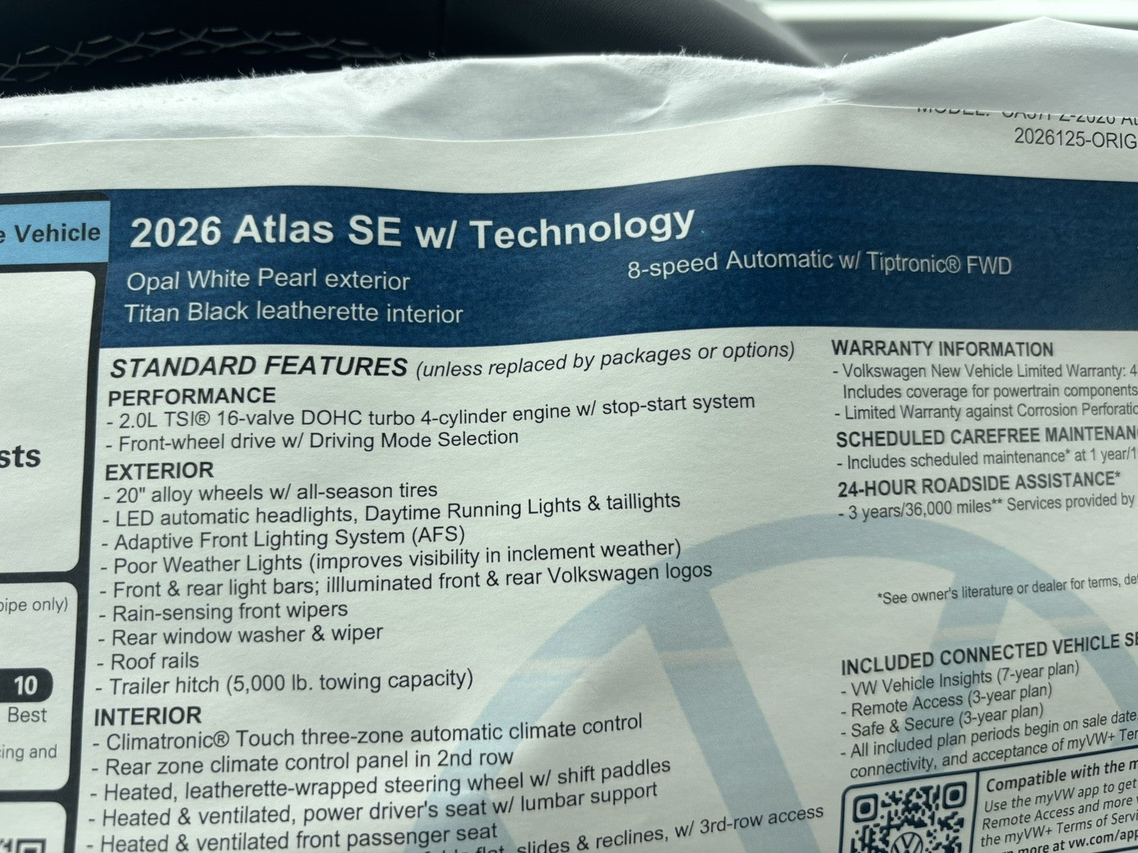 2026 Volkswagen Atlas 2.0T SE w/Technology