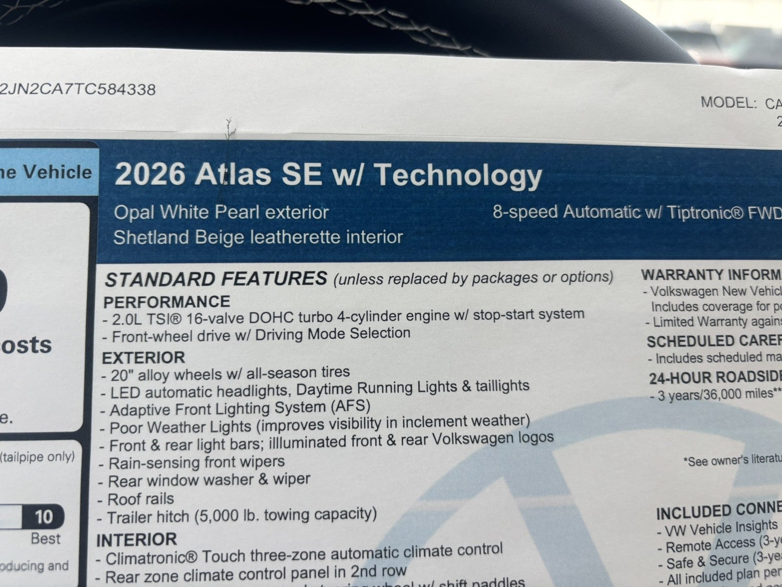 2026 Volkswagen Atlas 2.0T SE w/Technology