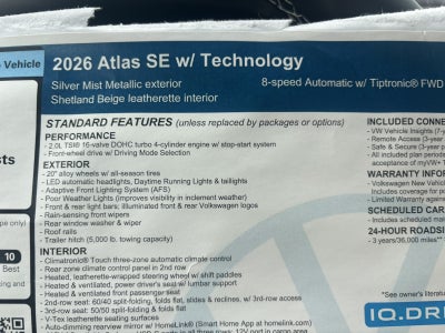 2026 Volkswagen Atlas 2.0T SE w/Technology