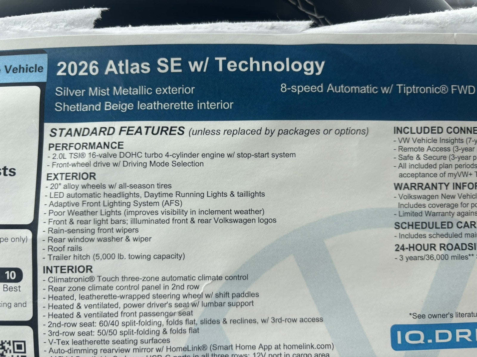 2026 Volkswagen Atlas 2.0T SE w/Technology