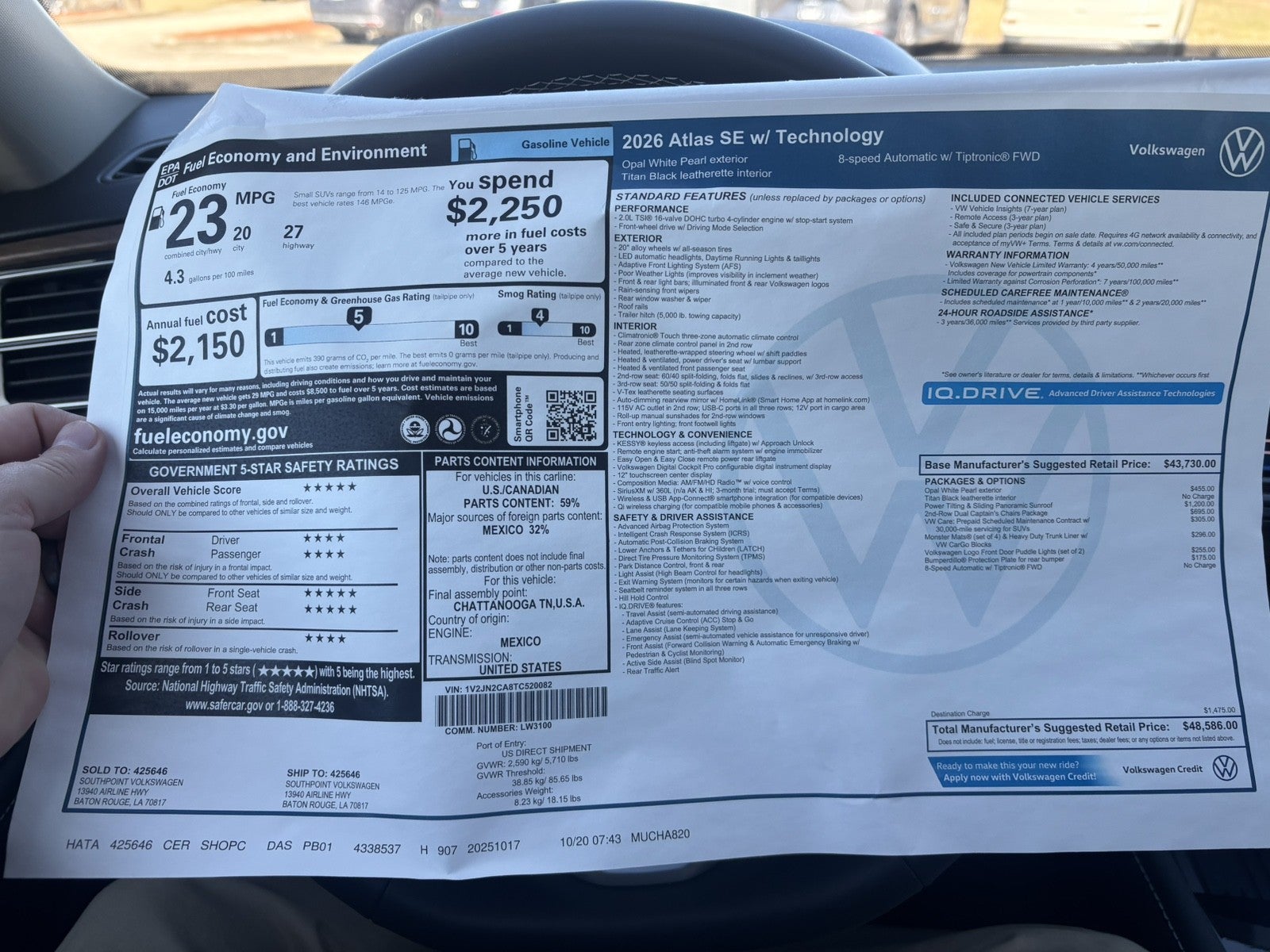 2026 Volkswagen Atlas 2.0T SE w/Technology