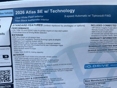 2026 Volkswagen Atlas 2.0T SE w/Technology