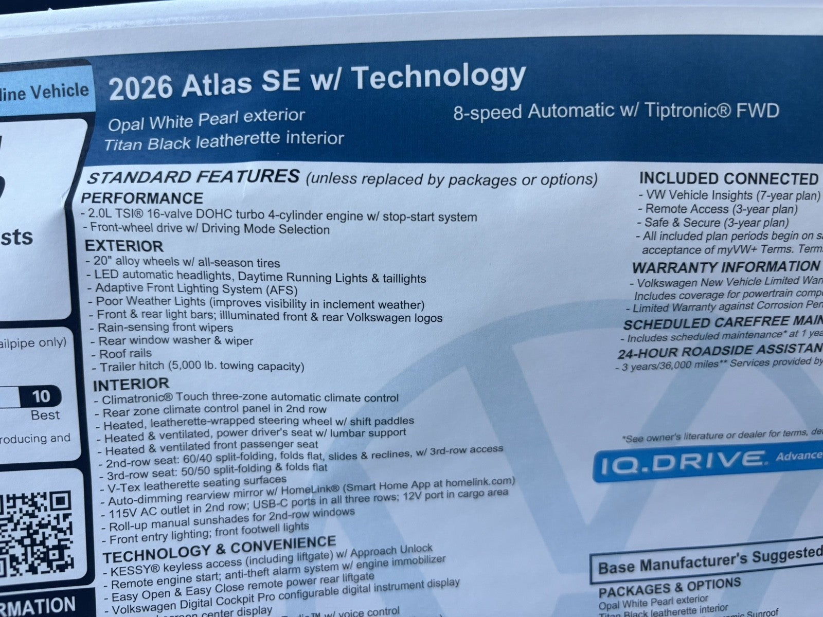 2026 Volkswagen Atlas 2.0T SE w/Technology