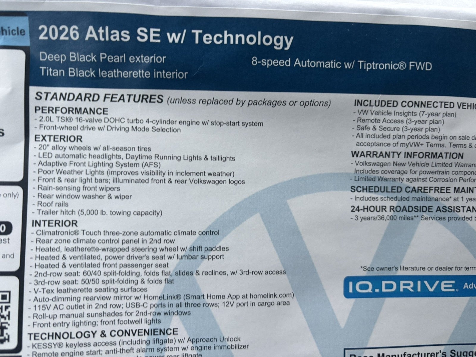 2026 Volkswagen Atlas 2.0T SE w/Technology