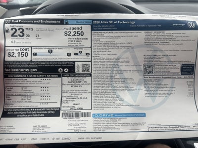 2026 Volkswagen Atlas 2.0T SE w/Technology