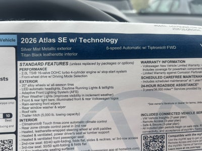 2026 Volkswagen Atlas 2.0T SE w/Technology