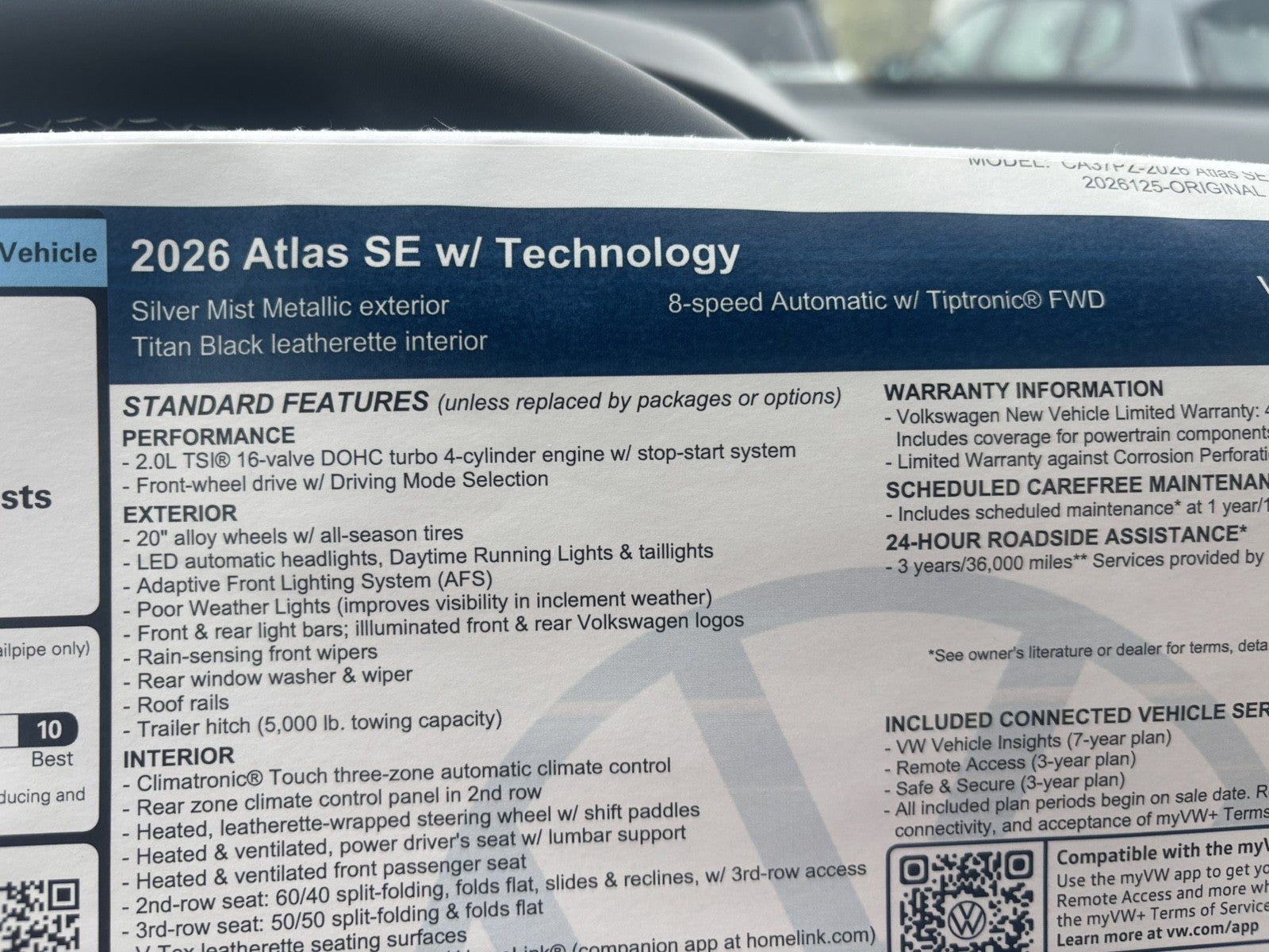 2026 Volkswagen Atlas 2.0T SE w/Technology