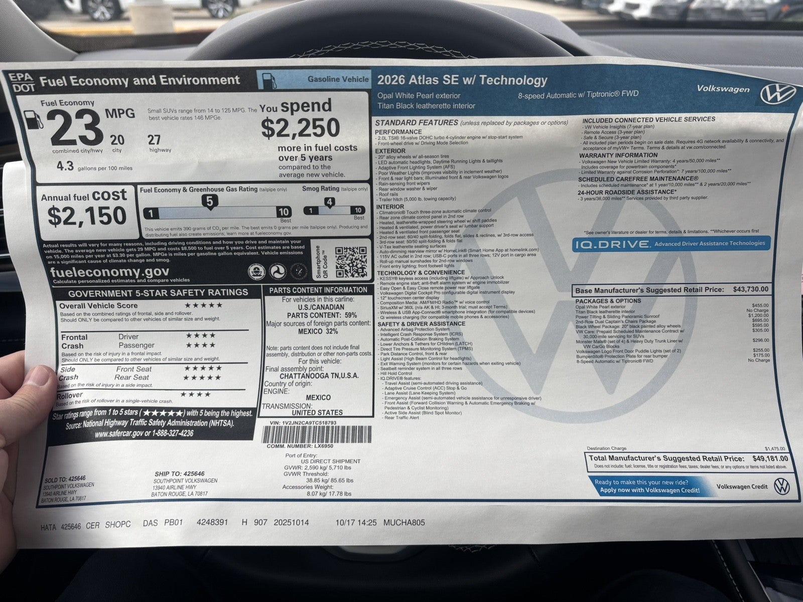 2026 Volkswagen Atlas 2.0T SE w/Technology