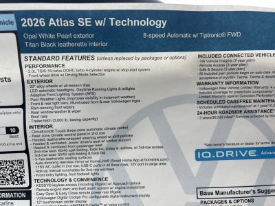 2026 Volkswagen Atlas 2.0T SE w/Technology