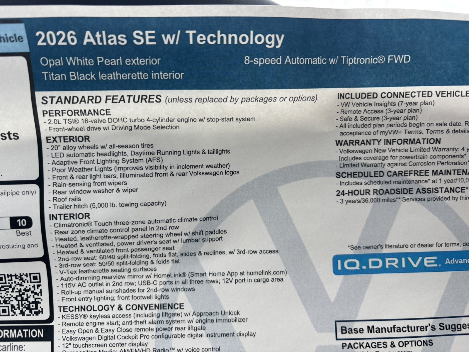 2026 Volkswagen Atlas 2.0T SE w/Technology