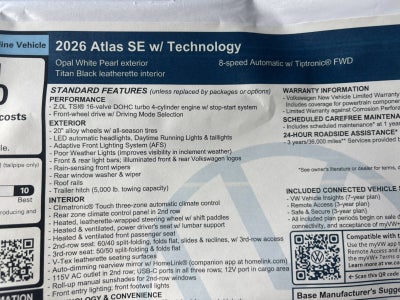 2026 Volkswagen Atlas 2.0T SE w/Technology