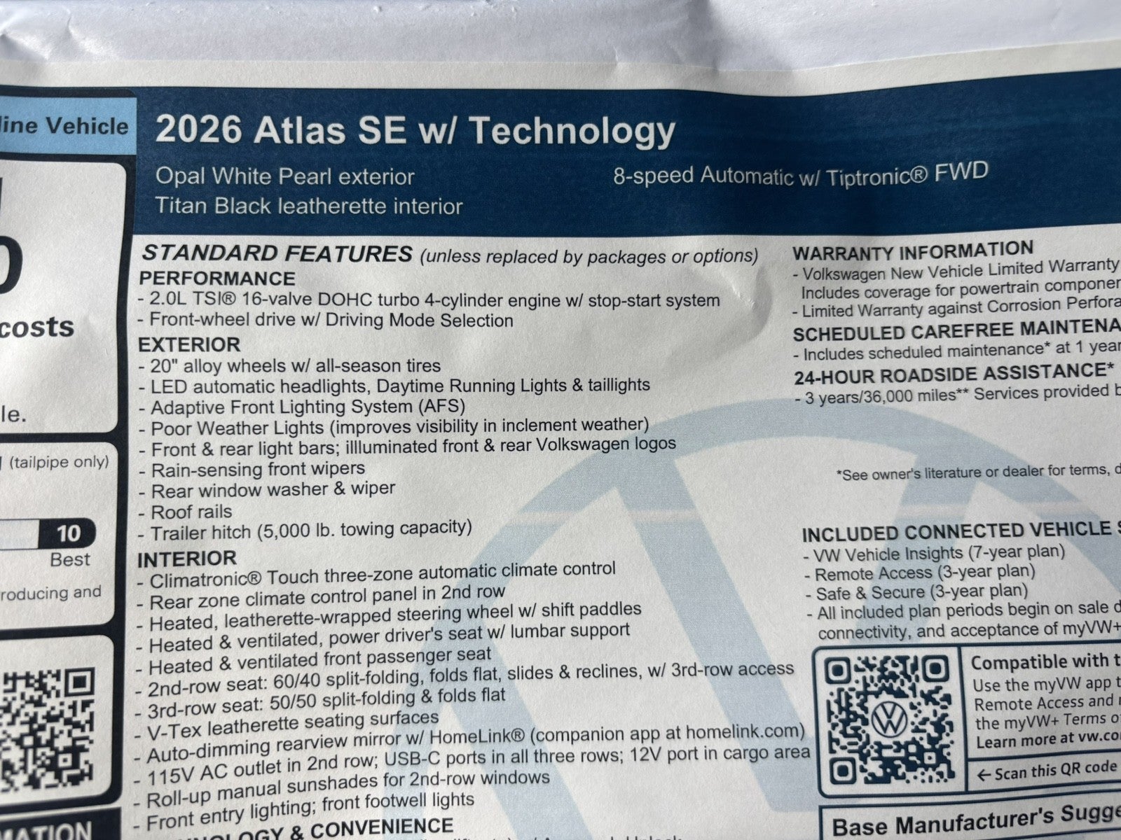 2026 Volkswagen Atlas 2.0T SE w/Technology