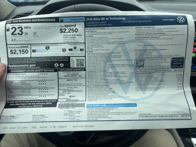 2026 Volkswagen Atlas 2.0T SE w/Technology