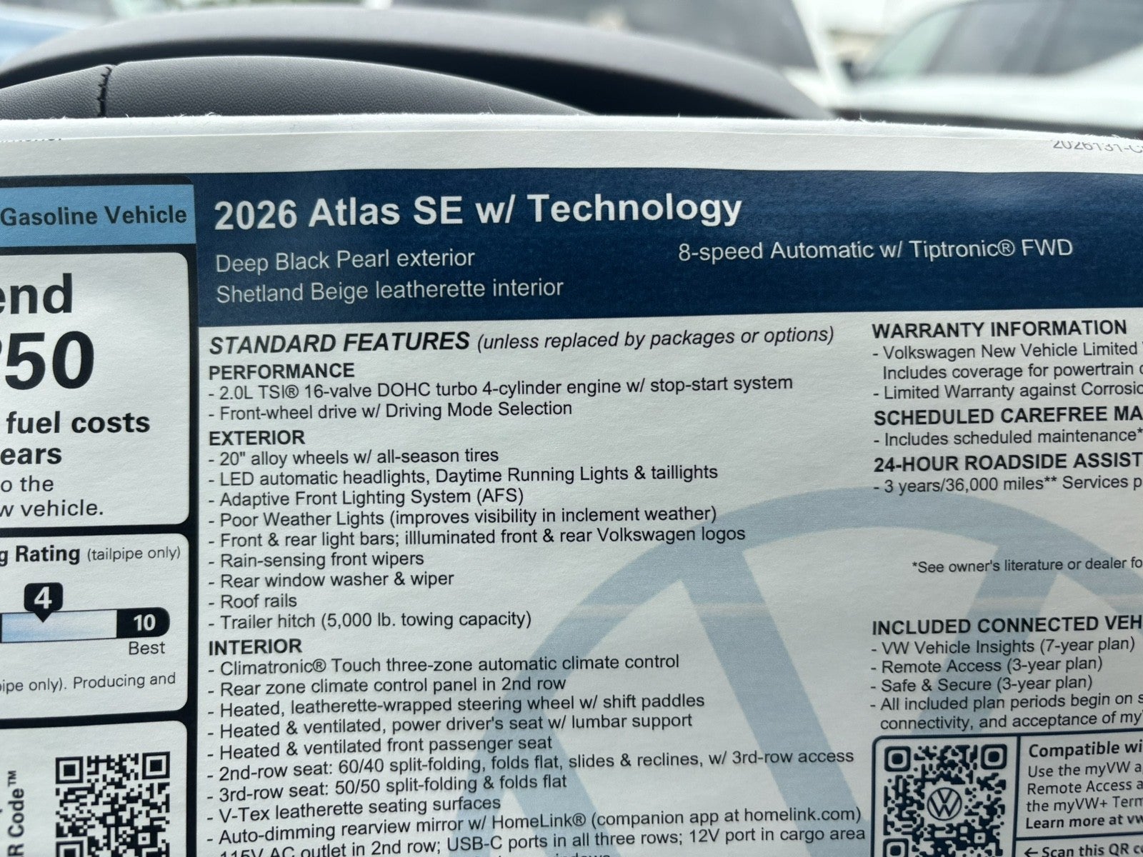 2026 Volkswagen Atlas 2.0T SE w/Technology