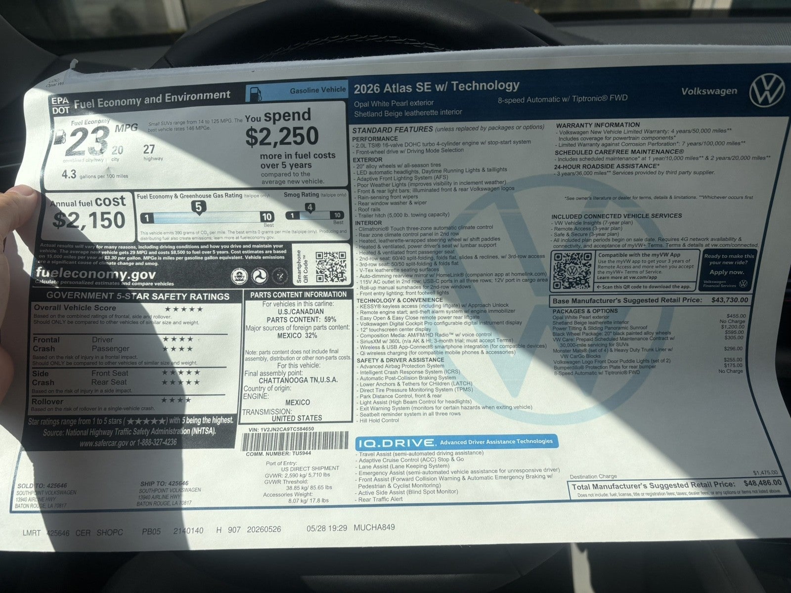 2026 Volkswagen Atlas 2.0T SE w/Technology