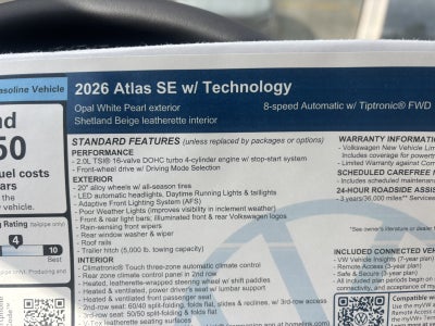2026 Volkswagen Atlas 2.0T SE w/Technology