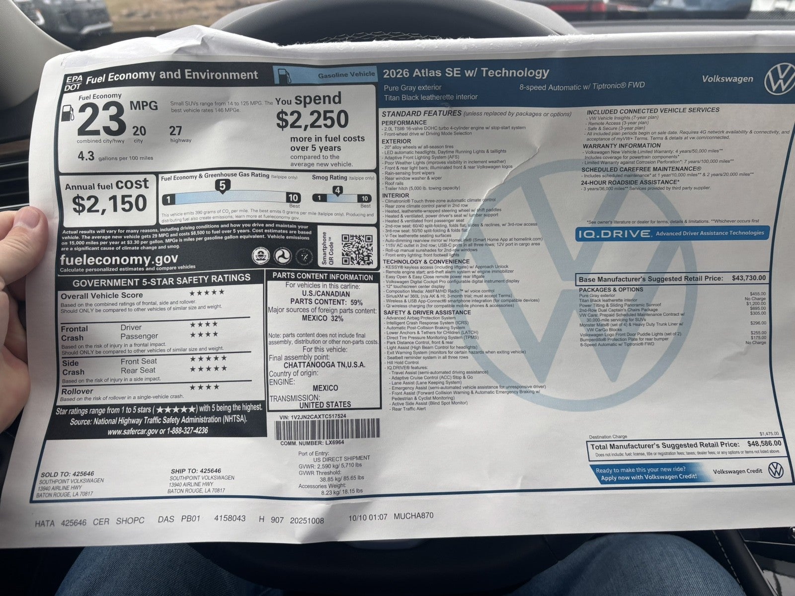 2026 Volkswagen Atlas 2.0T SE w/Technology