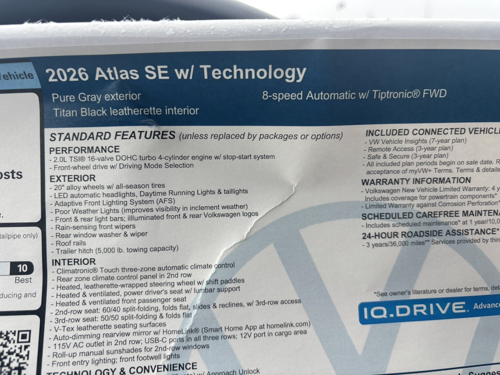 2026 Volkswagen Atlas 2.0T SE w/Technology