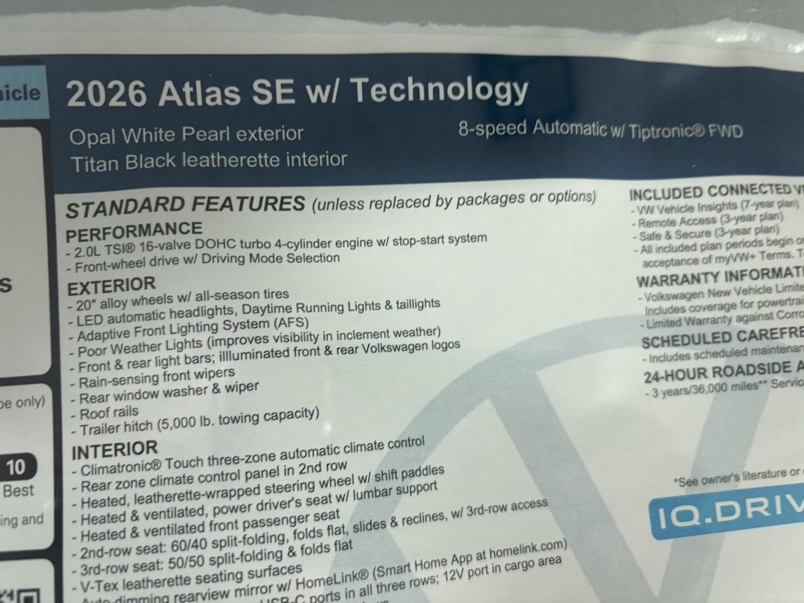 2026 Volkswagen Atlas 2.0T SE w/Technology