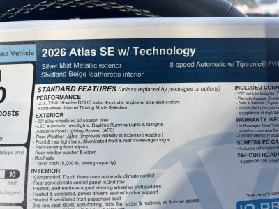 2026 Volkswagen Atlas 2.0T SE w/Technology