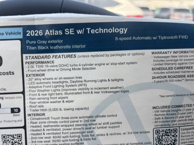 2026 Volkswagen Atlas 2.0T SE w/Technology