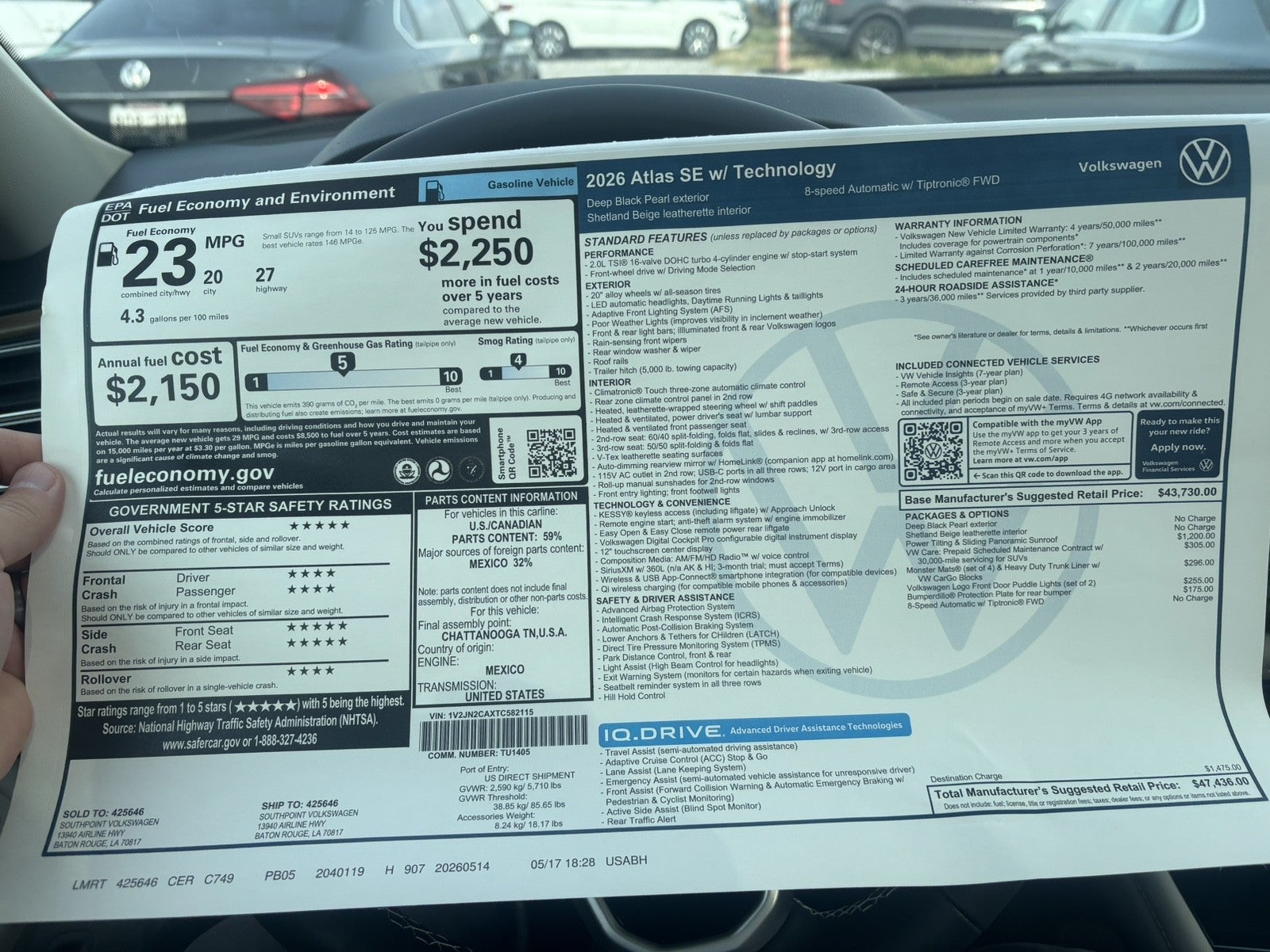 2026 Volkswagen Atlas 2.0T SE w/Technology