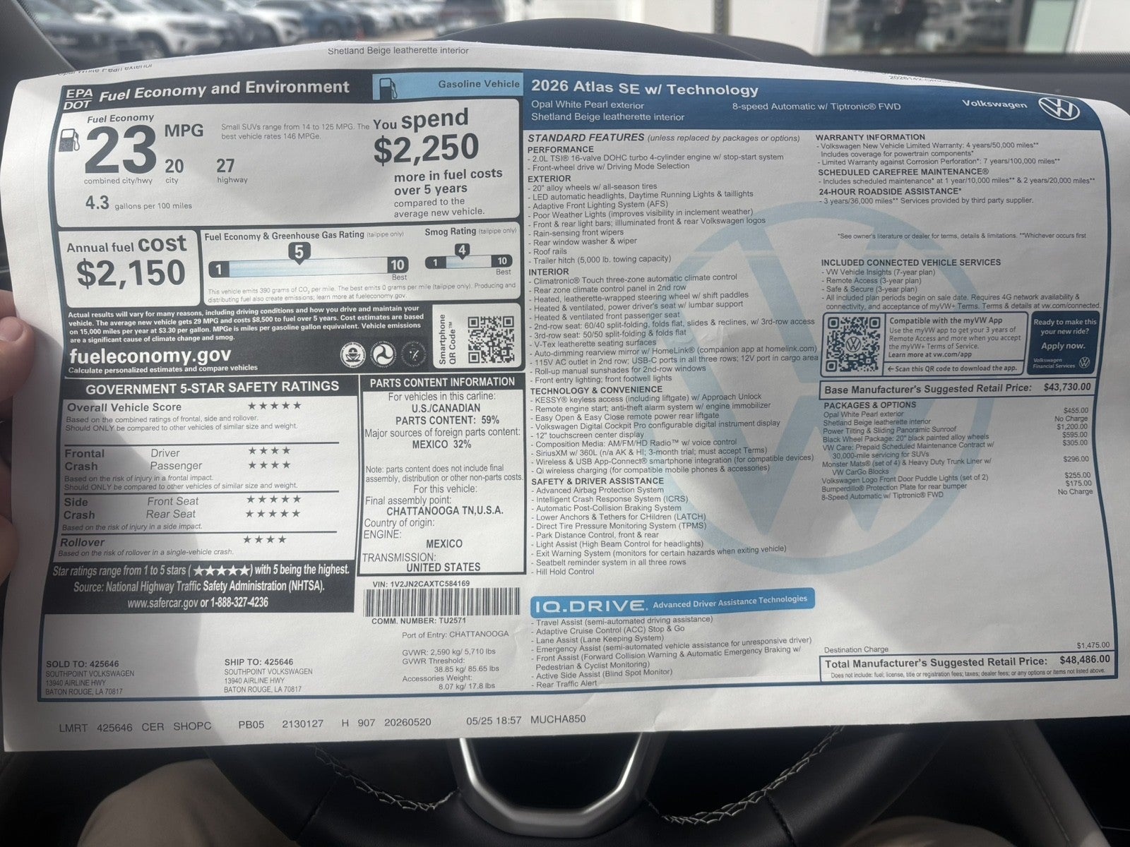 2026 Volkswagen Atlas 2.0T SE w/Technology