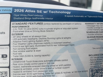2026 Volkswagen Atlas 2.0T SE w/Technology