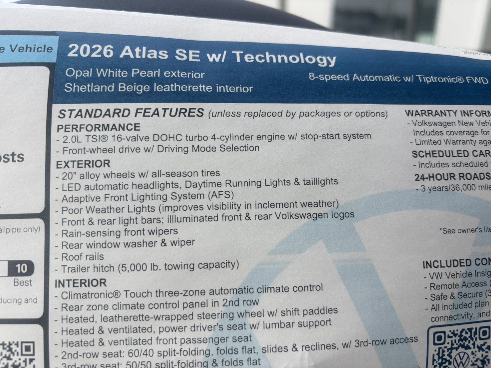 2026 Volkswagen Atlas 2.0T SE w/Technology