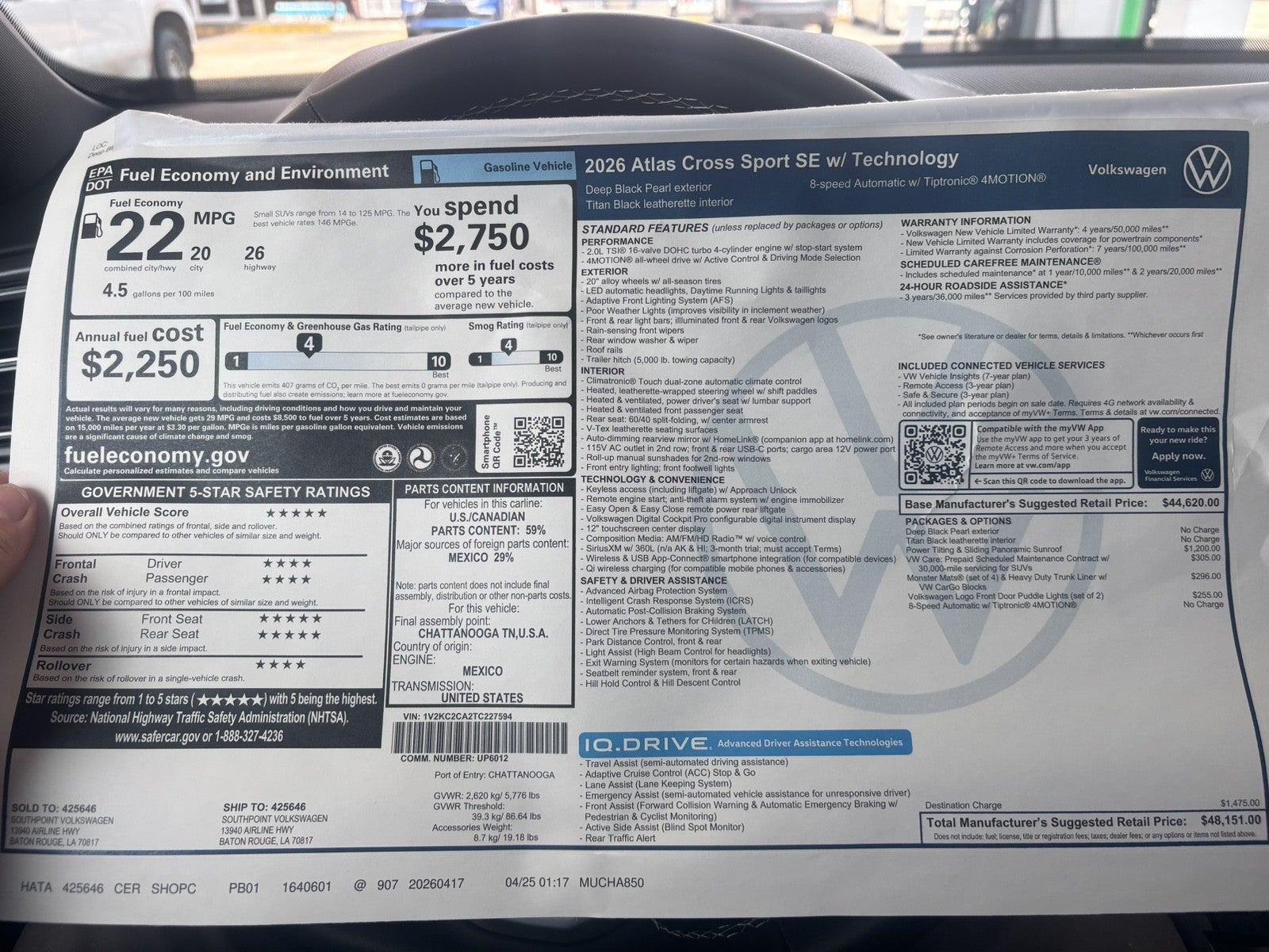 2026 Volkswagen Atlas Cross Sport 2.0T SE w/Technology