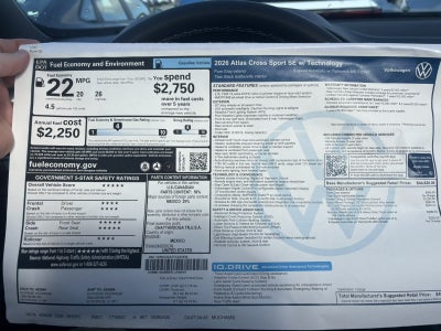 2026 Volkswagen Atlas Cross Sport 2.0T SE w/Technology