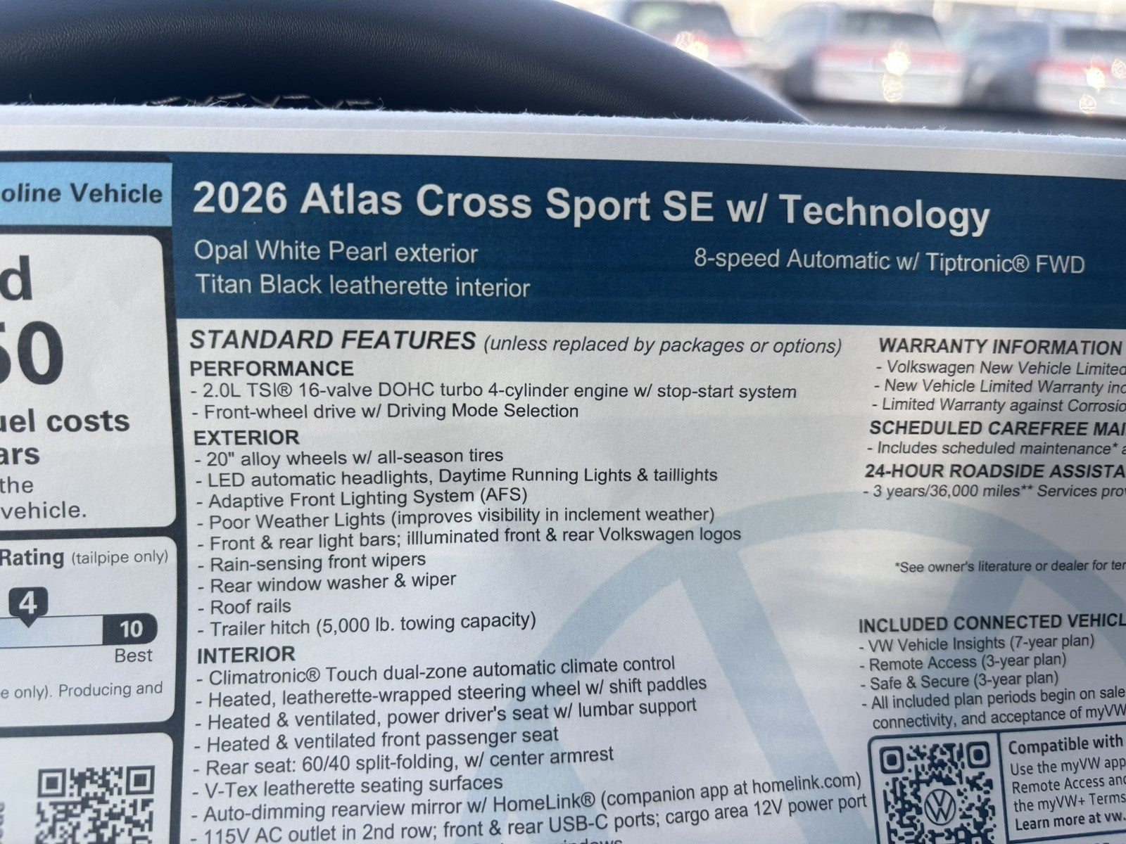 2026 Volkswagen Atlas Cross Sport 2.0T SE w/Technology