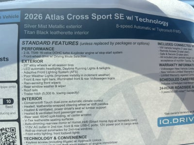 2026 Volkswagen Atlas Cross Sport 2.0T SE w/Technology