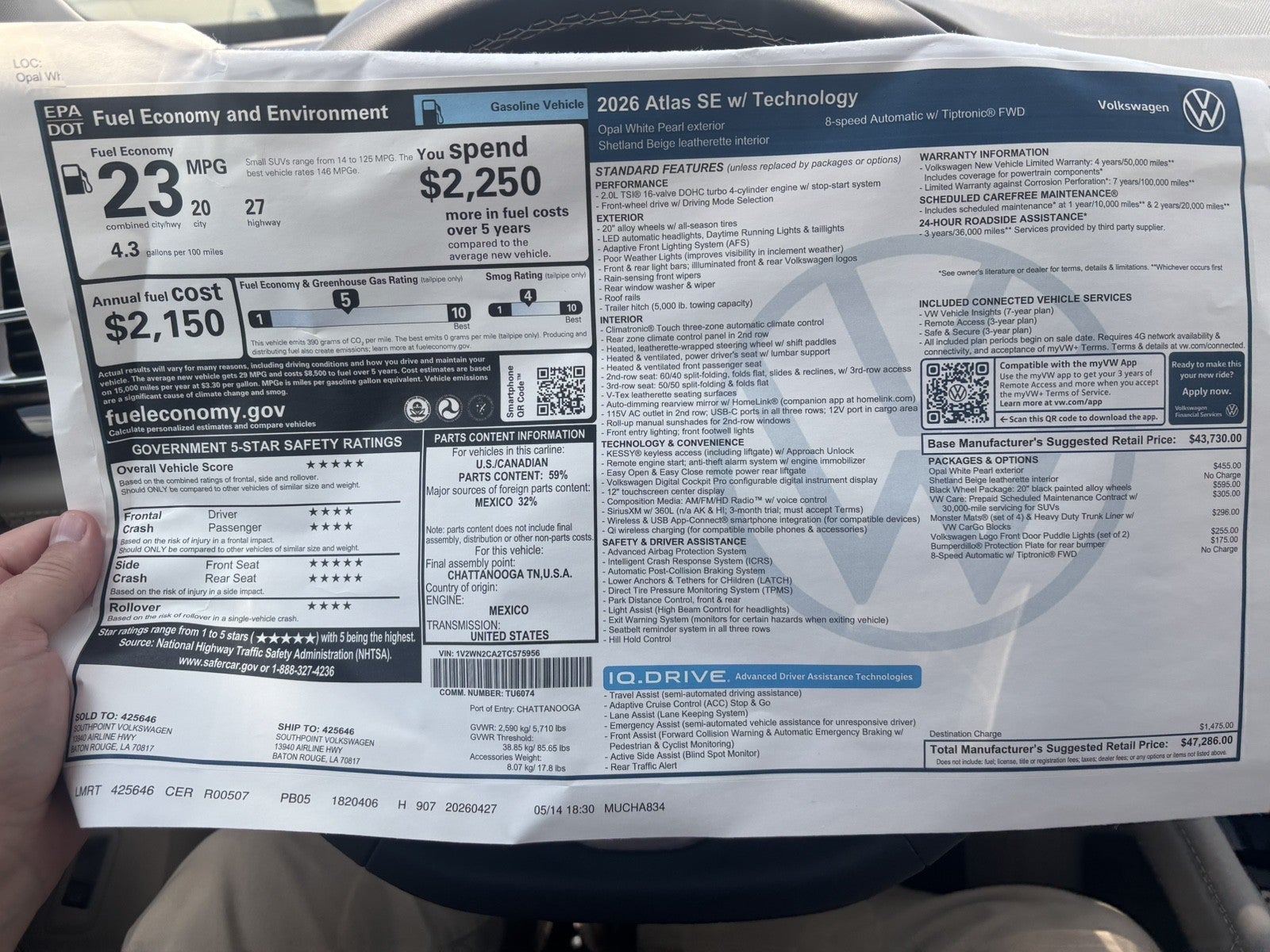 2026 Volkswagen Atlas 2.0T SE w/Technology