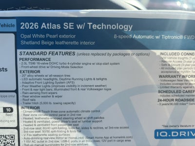 2026 Volkswagen Atlas 2.0T SE w/Technology