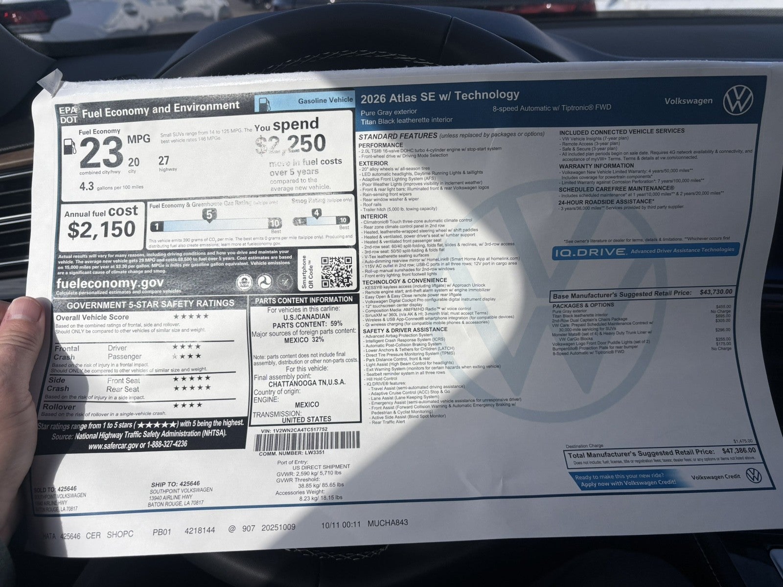 2026 Volkswagen Atlas 2.0T SE w/Technology