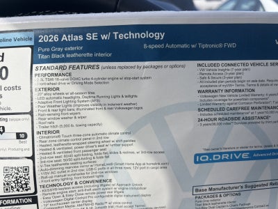 2026 Volkswagen Atlas 2.0T SE w/Technology